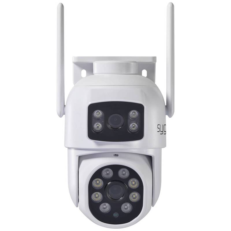 Sygonix WLAN IP Überwachungskamera 1920x1080 Pixel mit 2 Objektiven weiß IP65 - 4064161323237