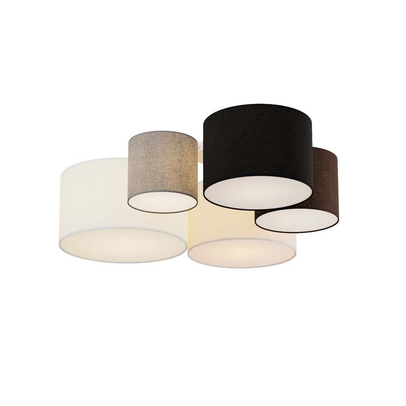 Lindby Deckenleuchte Laurenz 5-flg LED dimmbar IP20 E27 grau beige Leuchte - 4251096585360
