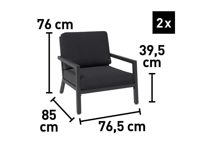 Lounge-Gruppe Springtown 4-teilig Gartenmöbel Aluminium Schwarz-Dunkelgrau Tisch - 4007873338632