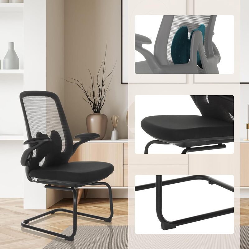 hjh OFFICE Besucherstuhl Freischwinger Stuhl MIKO VB Netz Stoff schwarz Stuhl526 - 4064323037545