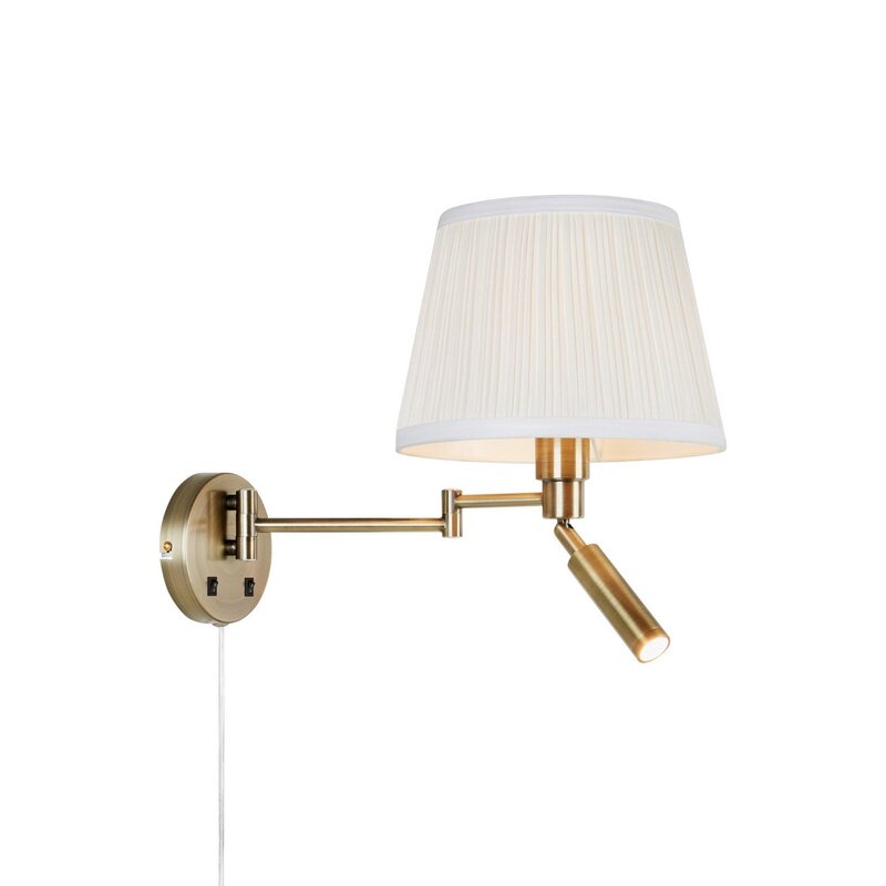 Markslöjd Wandlampe Wandleuchte Pivot weiß messing Textil Eisen Schalter 2-flg - 7330024618800
