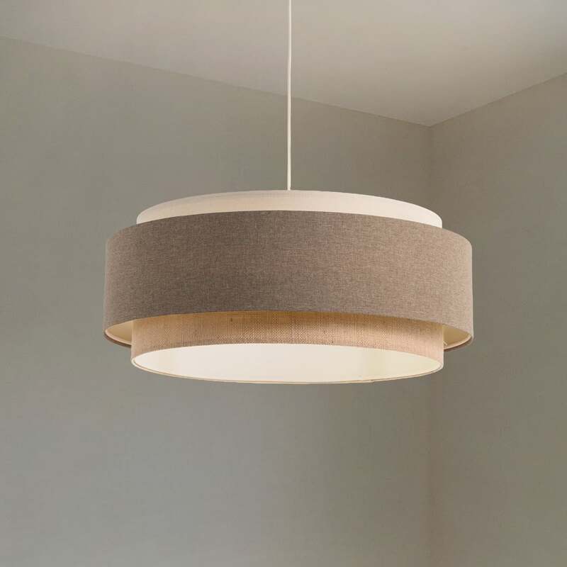 Hängeleuchte Pendelleuchte Boho Elegant Textil Braun Beige Creme Ø 60 cm E27 LED - 5906742030877