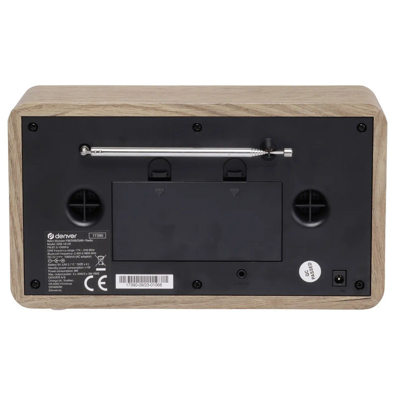 Denver DAB-18LW Tischradio DAB FM Holz hell netzbetrieben batteriebetrieben - 5706751072192