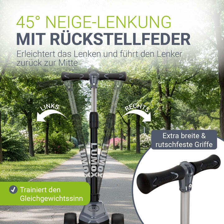 Kinderroller Lumox Roller für Kleinkinder ab 3 Jahren LED-Leuchträder Schwarz - 4262437187709