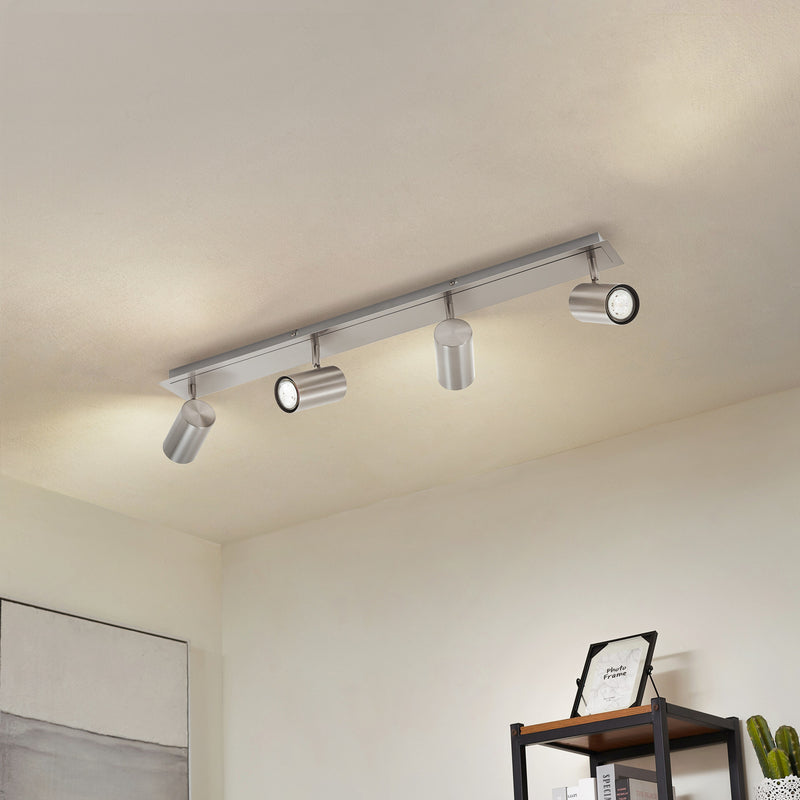 Lindby Deckenstrahler Joffrey LED Strahler 4-flg dimmbar nickel 80cm 9cm 16,5cm - 9627886