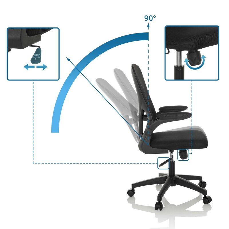 hjh OFFICE Bürostuhl Drehstuhl BELIO Netz Stoff schwarz Stuhl Möbel PC-Stuhl - 4064323037866