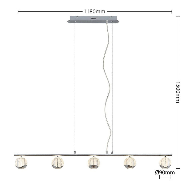 Lucande Pendelleuchte Hängeleuchte LED chrom klar Stahl Glas Leuchtmittel inklus - 4251911744002