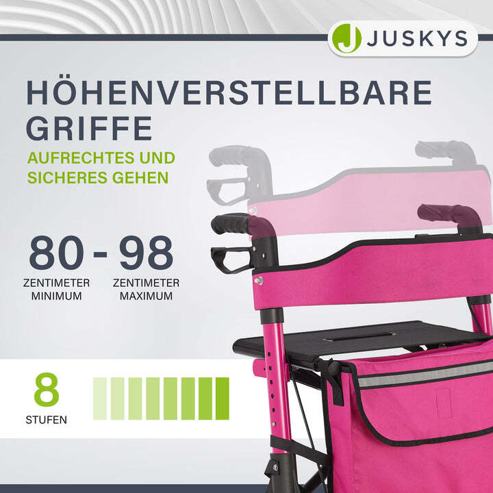 Aluminium Rollator Vital klappbar Gehhilfe leicht 130kg Höhenverstellbar Lila - 4260565522720