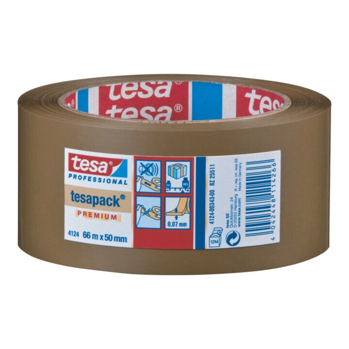 Tesapack Packband Klebeband farblos transparent 4124 PVC 6 Rollen - 4005800197475