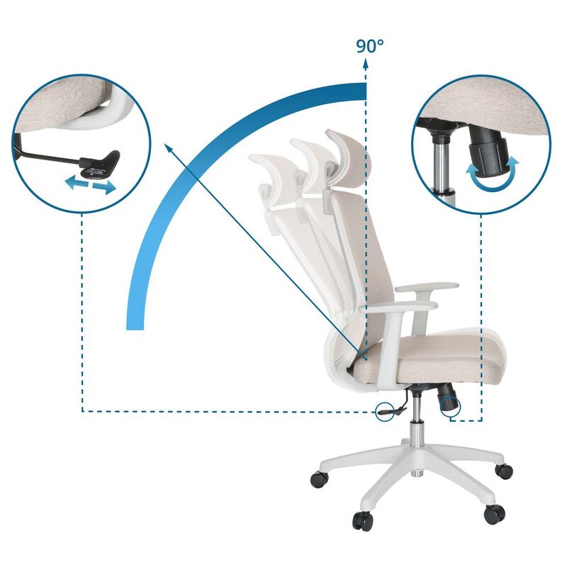 hjh OFFICE MIKEO W Home Office Bürostuhl Beige Drehstuhl Arbeitsstuhl Stuhl B796 - 4064323028352