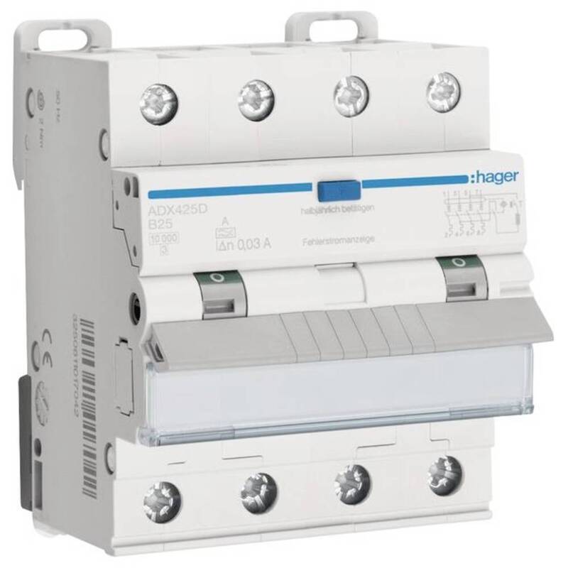 Hager ADX425D FI-Schutzschalter Leitungsschutzschalter 4polig 25 A 0.03 A 400 V - 3250611016984