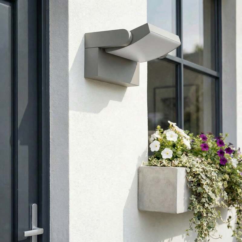 Lindby Außenwandleuchte Sherin LED Gartenlampe schwenkbar IP54 hellgrau 3000K - 4255830907173