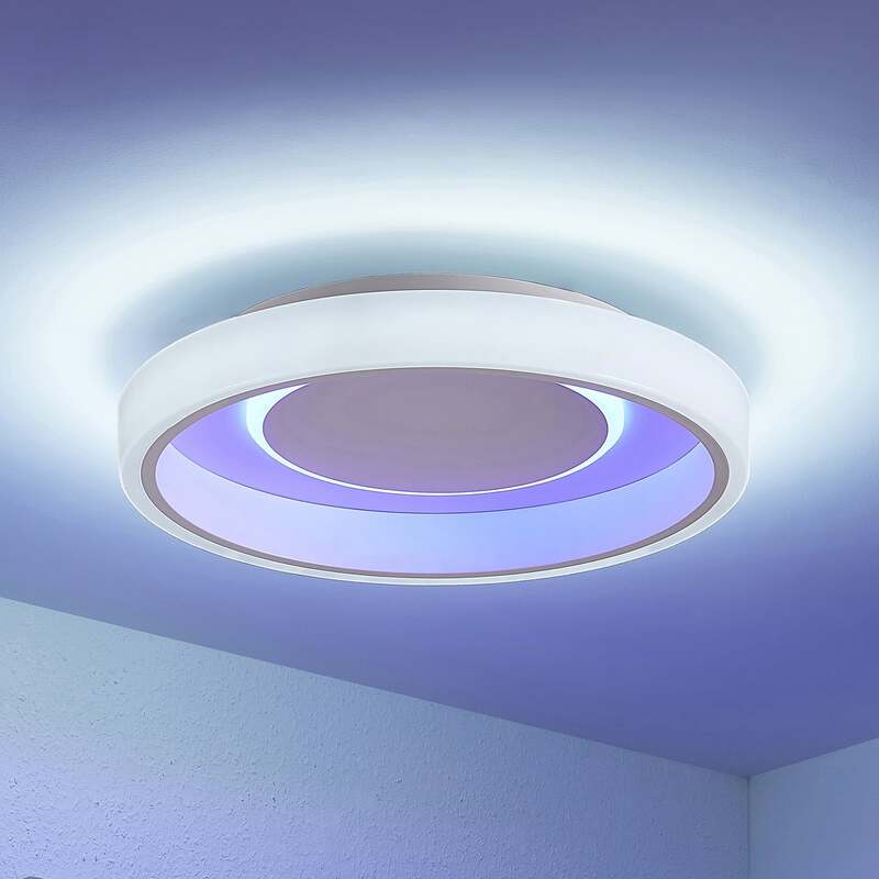 Lindby Deckenleuchte Wikani LED Lampe dimmbar RGB CCT weiß Ø 49 cm Fernbedienung - 4251096599374