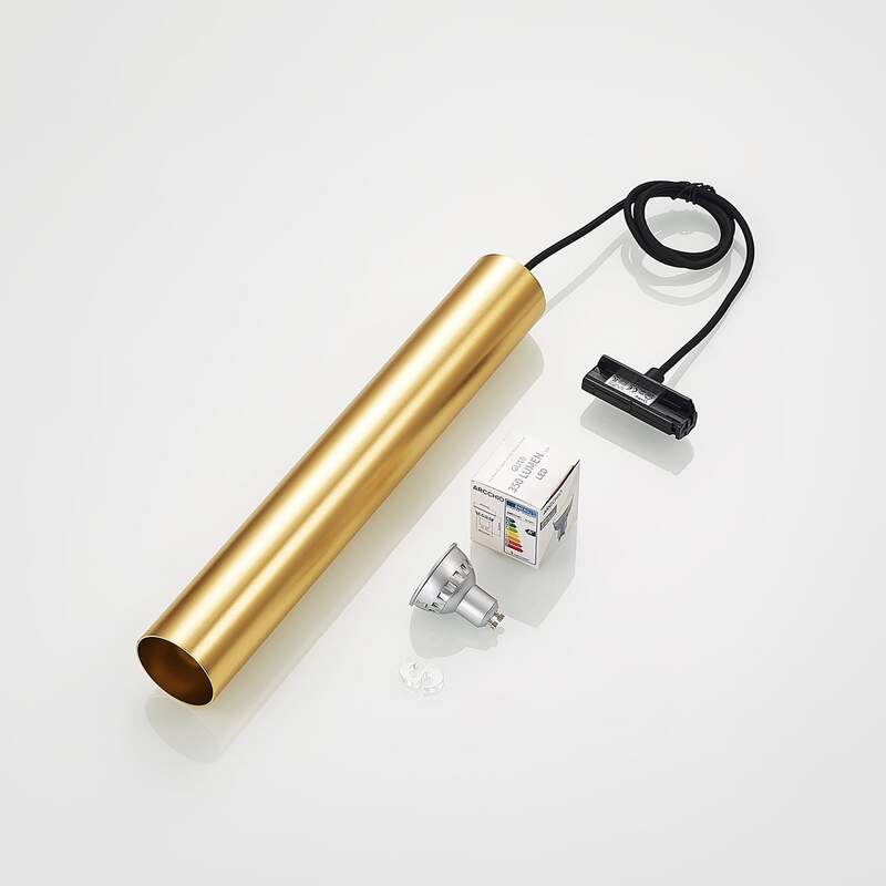 Lindby Pendelleuchte Hängelampe Linaro Deckenlampe schwarz/gold 40 cm - 4251911701616