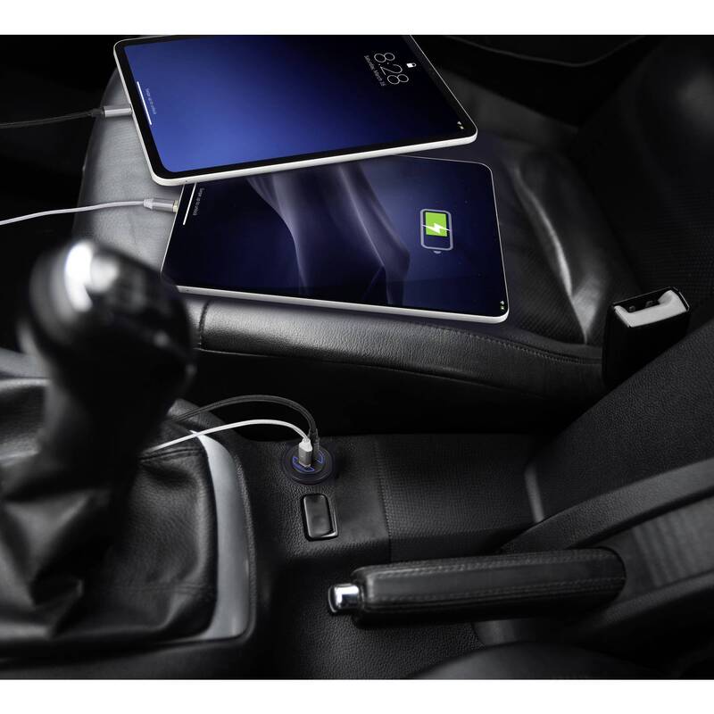 Voltcraft USB-C Doppelsteckdose 60W 3A 12-24V DC Ladegerät Kabel schwarz - 4064161294056