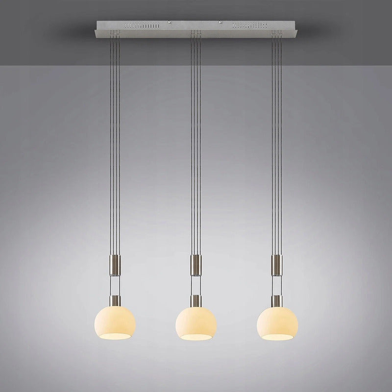 Dreiflammige LED Pendellampe Hängeleuchte Lindby Aurell Glas Nickel Esszimmer Op - 4251096573312