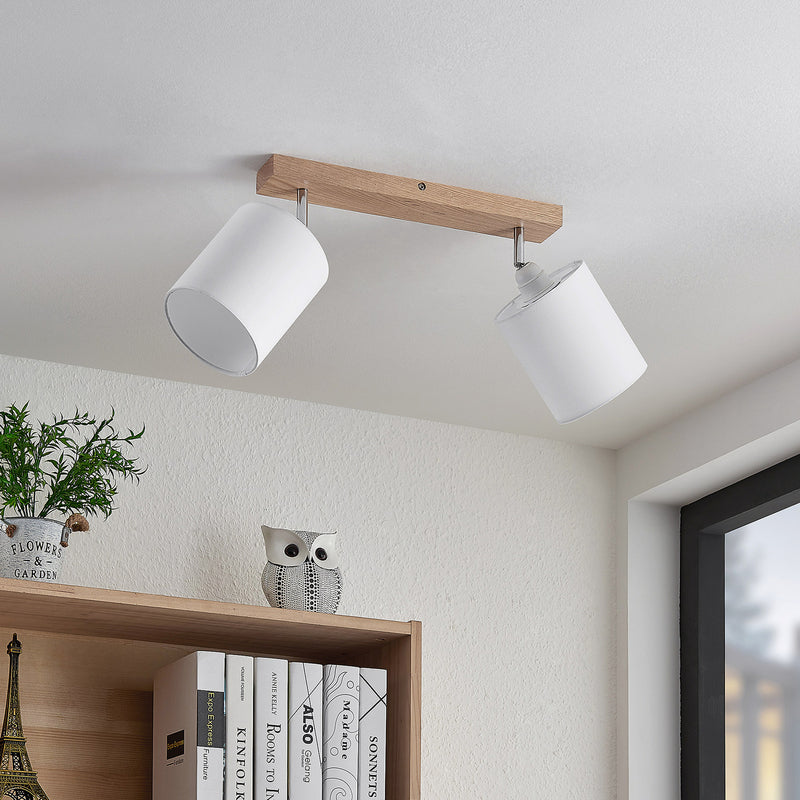 Lindby Deckenstrahler Strahler Imarin LED 2-flammig dimmbar Eiche weiß 41x13cm - 4251911728927