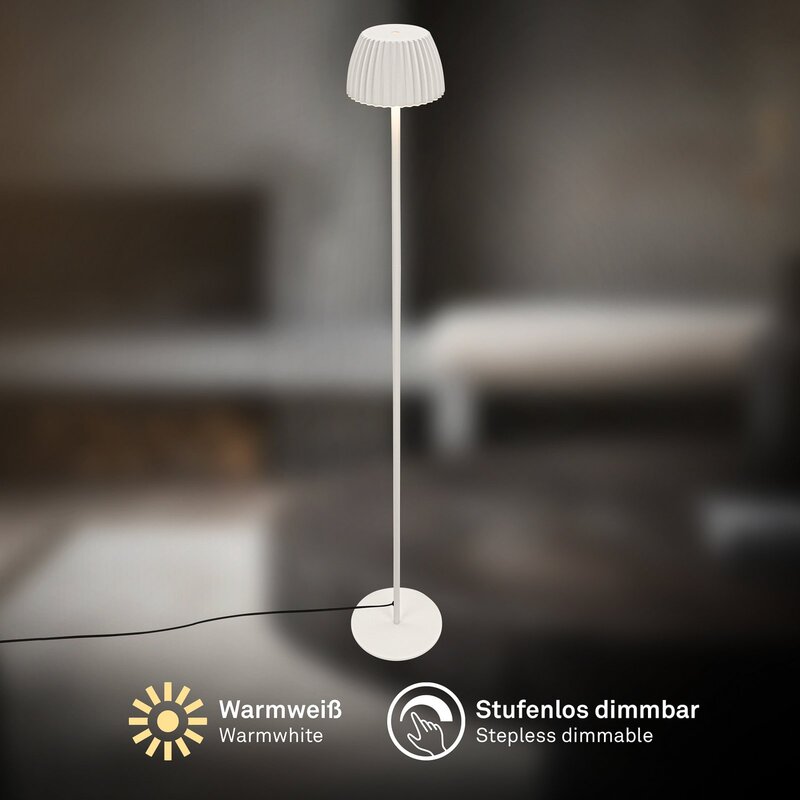 Briloner LED-Stehlampe Stehleuchte Loca Weiß Metall Kunststoff Touch H123cm - 4002707485704