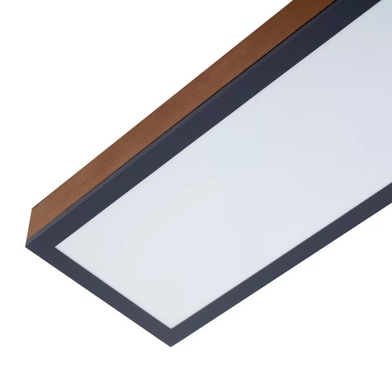 Lindby Deckenleuchte Deckenlampe LED Laviona Holzdekor graphitgrau weiß 80 cm - 4251911747058