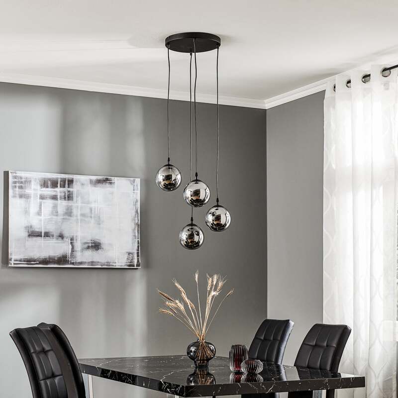 Euluna Hängeleuchte Glassy Pendelleuchte Deckenlampe Lampe 4-flammig Glas grafit - 5901738919068