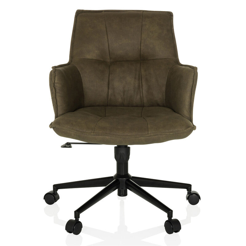 HJH LIVING Bürostuhl SOLAO LIFE Stoff grün mit Armlehnen und Rollen - 4064323038825