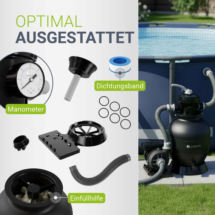 Sandfilteranlage für Pools bis 47m³ Pumpe Filterbälle für klares Wasser 400 W - 4262437187303