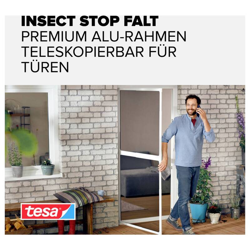 Tesa Tür-Fliegengitter Insektenschutz Falt Alu Rahmen weiß 1 Stück für Innen - 4063565022180