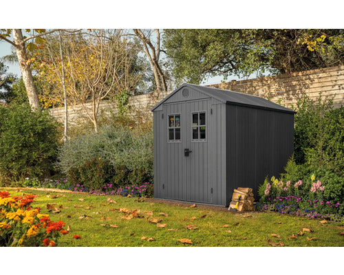 Keter Gartenhaus Gerätehaus Darwin 6x8 granitgrau mit Fußboden und Doppeltür - 4306516025244