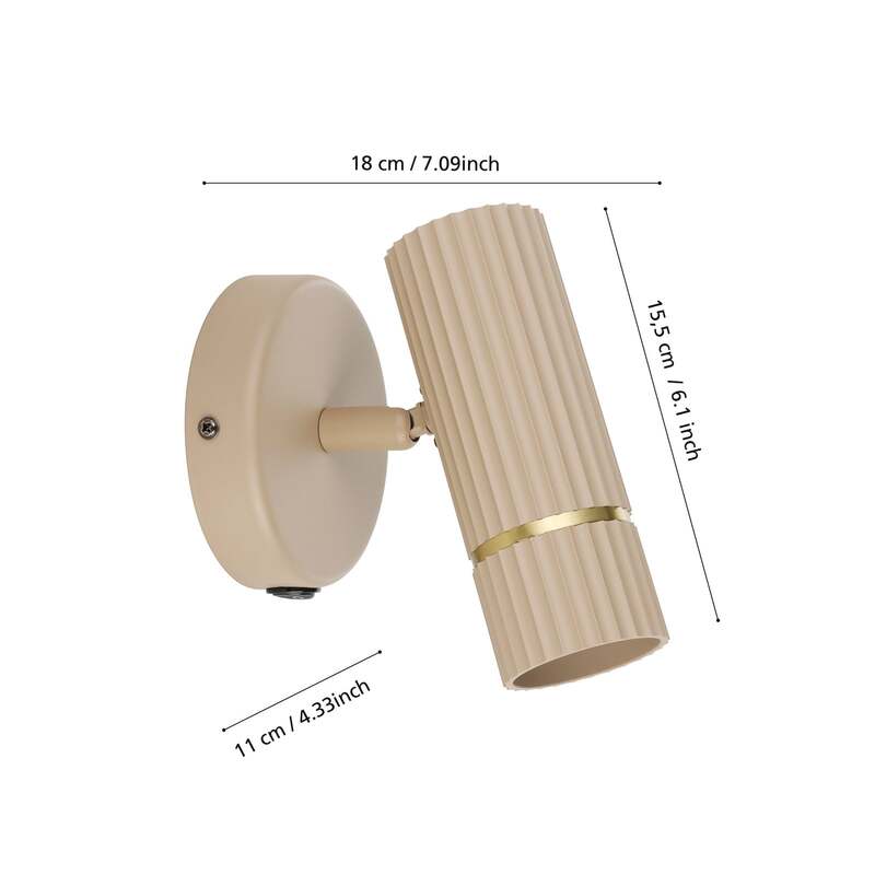 Eglo Wandstrahler Caminia LED Wandleuchte Strahler Lampe beige messing 16cm - 9008606312504