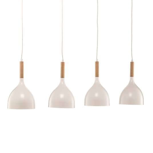 Euluna Hängeleuchte Noak Hängelampe Leuchte Lampe 4-flg. lang weiß Holz natur916 - 5907565937107