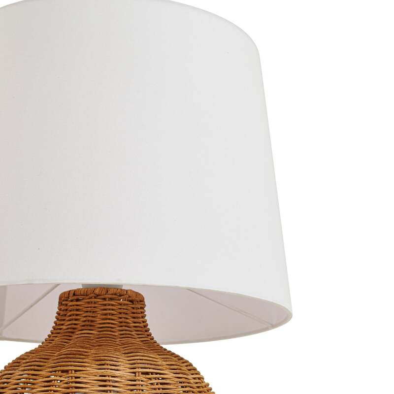 Lindby Tischleuchte Lirenda 52 cm Rattan natur/weiß E27 Schalter am Kabel - 4255830902833