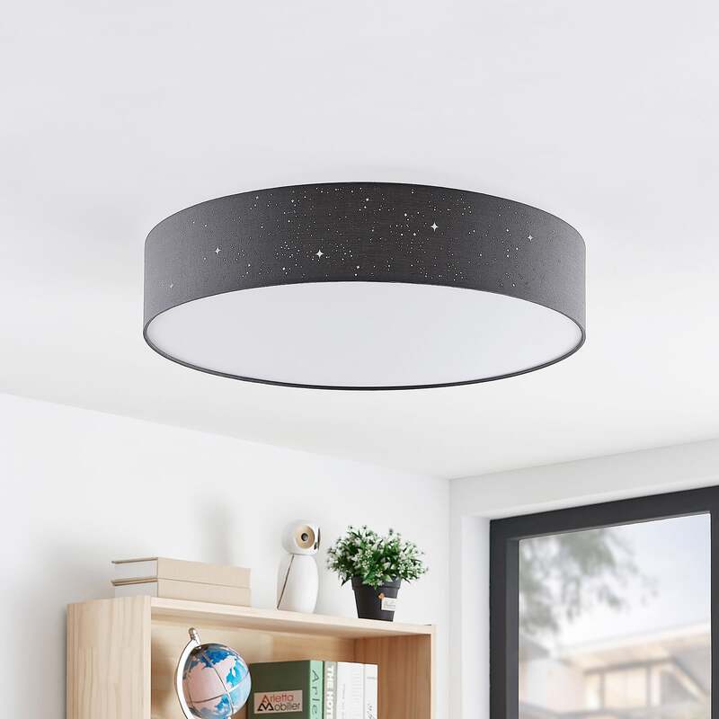 Lindby Deckenlampe Ellamina LED Lampe dimmbar anthrazit Ø60cm mit Fernbedienung - 4251096586602