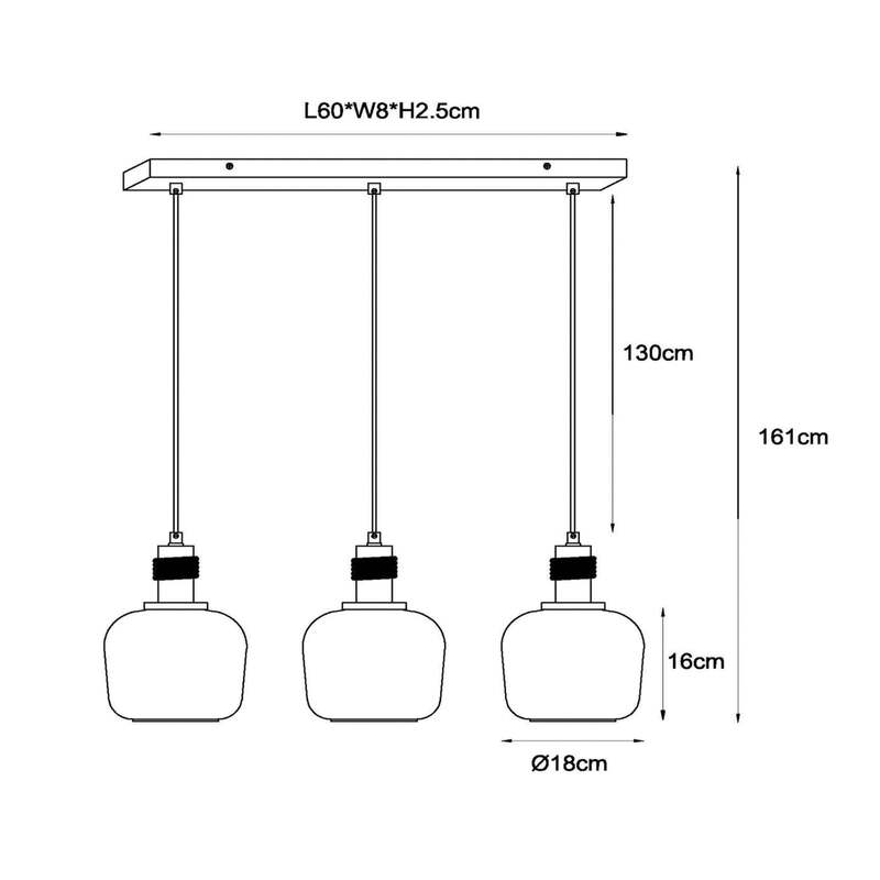 Lucide Pendelleuchte Hängeleuchte Ilona LED 3-flammig dimmbar schwarz amber 70cm - 5411212452689