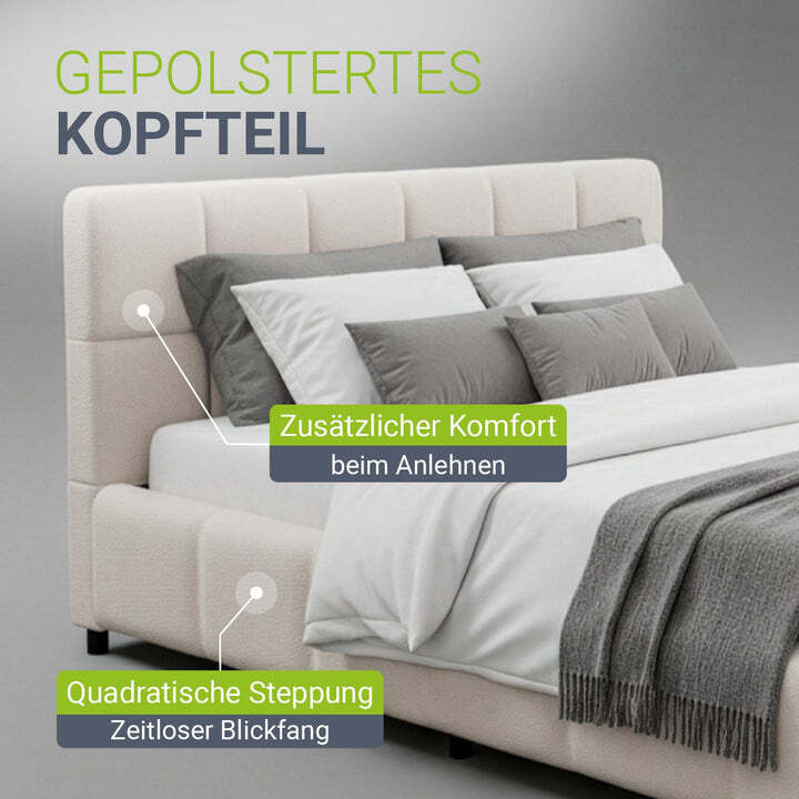 Polsterbett Florenz 140x200 cm Bubble Design creme pflegeleicht 500 kg belastbar - 4262437186313