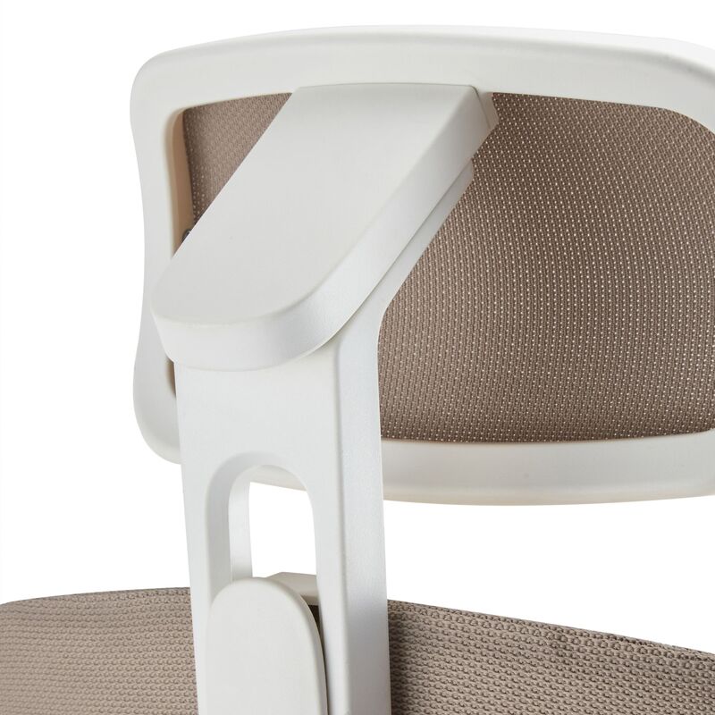 hjh OFFICE Bürostuhl Drehstuhl Stuhl Skandis Pro Kopfstütze Beige Weiß Mesh - 4064323109235