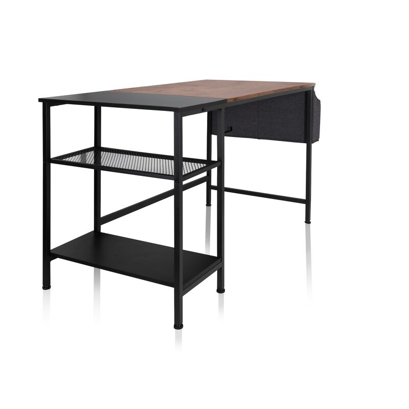 hjh OFFICE Schreibtisch Tisch WORKSPACE 120x60 cm Seitenregal schwarz braun - 4064323013648