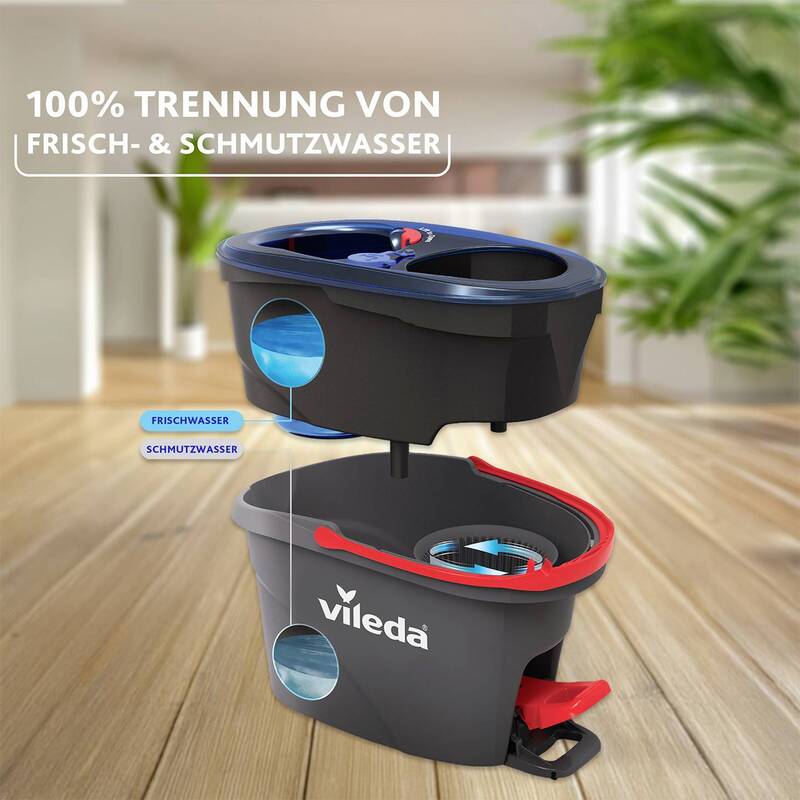 Vileda Bodenwischer H2PRO Wischmopp mit Teleskopstiel und Powerschleuder 360° - 4023103254237