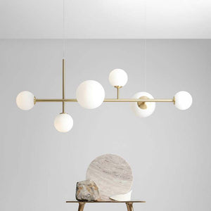 B-Ware Hängeleuchte Joel Hängelampe Deckenlampe Deckenlicht LED messing/weiß 6-flammig