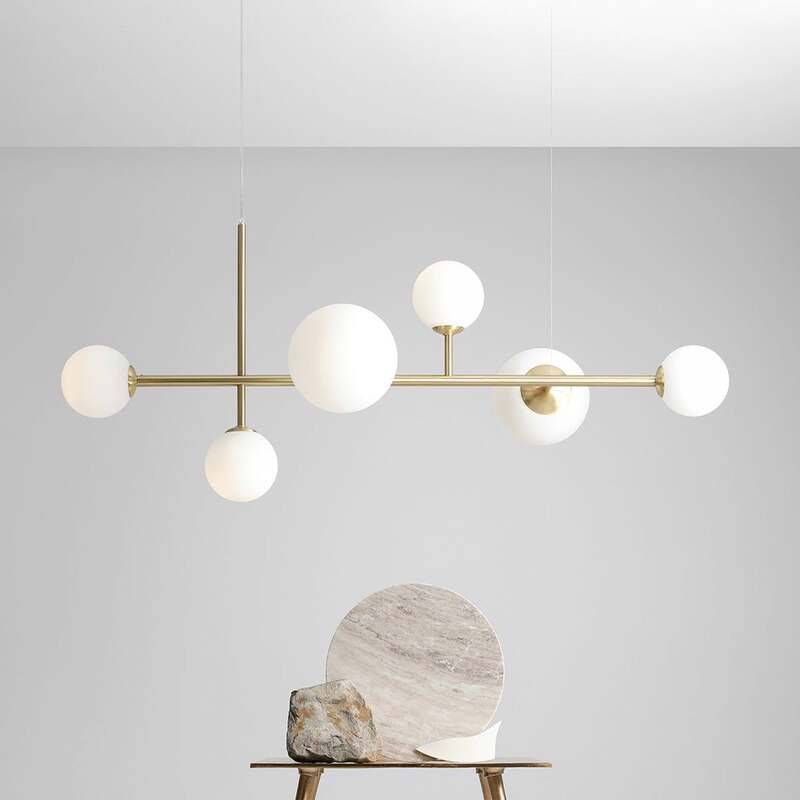 Hängeleuchte Joel Hängelampe Deckenlampe Deckenlicht LED messing/weiß 6-flammig - 5904798654450