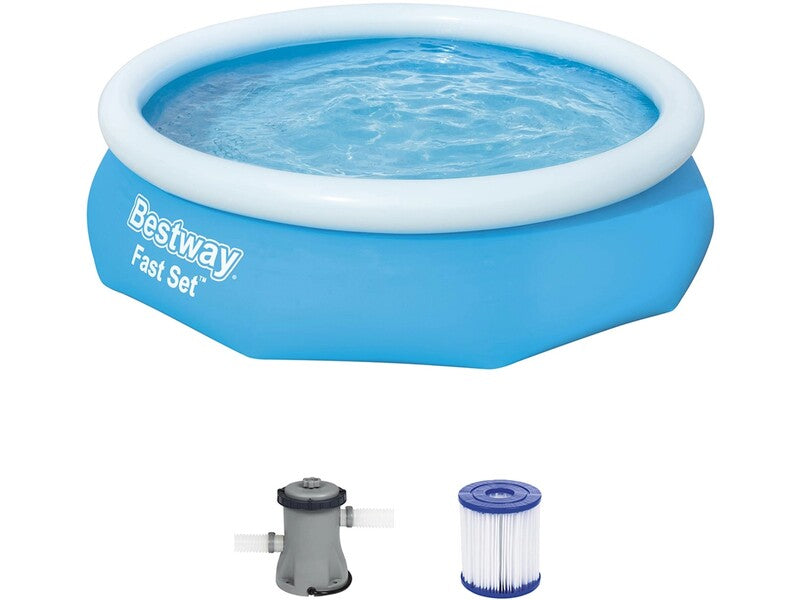 Bestway Fast Set Pool Ø305cm x 76cm Rund Blau Schwimmbadpool Gartenpool Set - 6942138951295