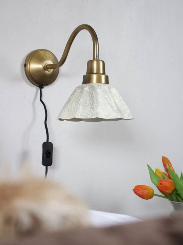 PR Home Wandleuchte Wandlampe Ester Lampe Cremeweiß Kabel Stecker Serie - 7330976144549