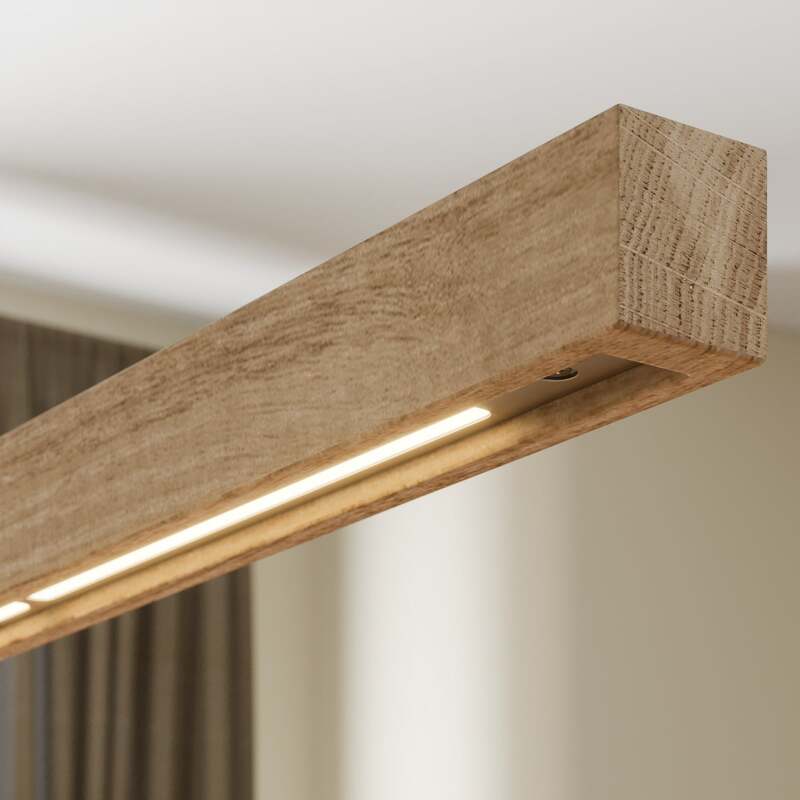 quitani Pendelleuchte Hängeleuchte Nora LED Lampe dimmbar Eiche natur 118cm - 4251096531824