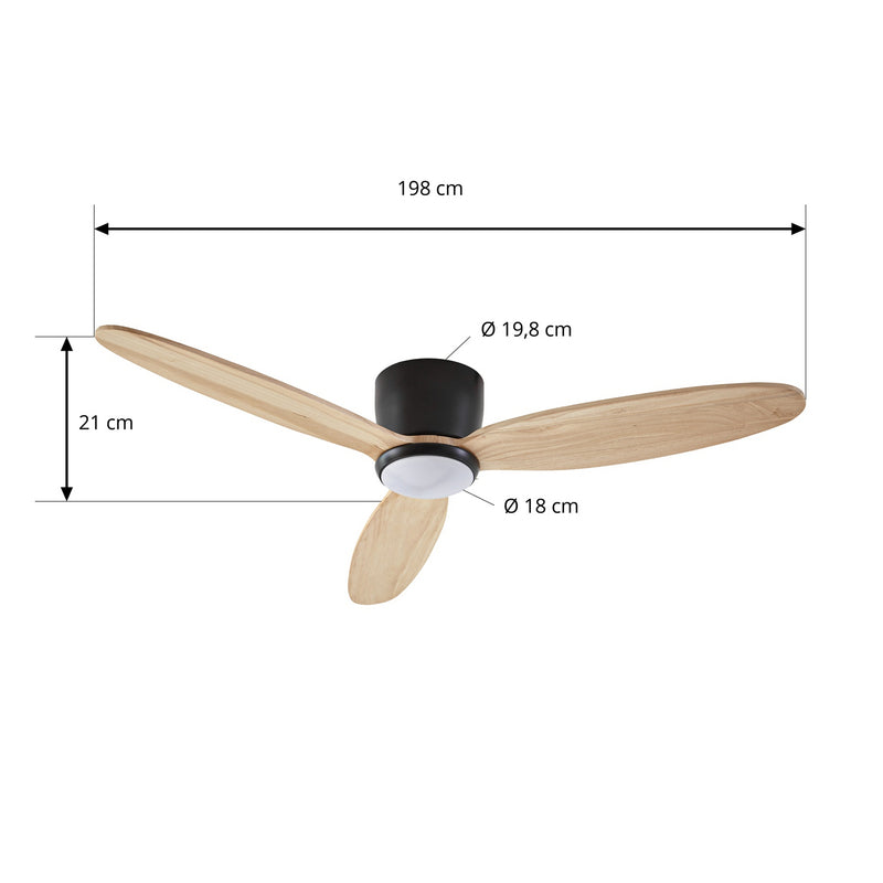 Lucande Deckenventilator Lignia LED Ventilator Holz schwarz Ø132cm Fernbedienung - 4255830912054