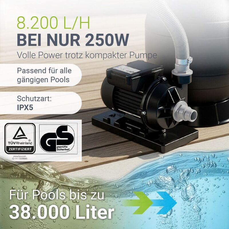 Sandfilteranlage für Pools bis 47m³ Filterpumpe für klares Wasser Poolfilter - 4262437187280