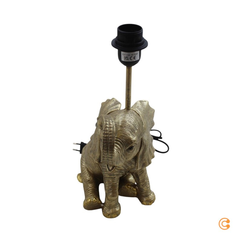 KARE Tischleuchte Lampe Happy Elefant Schirm Leuchte Schwarz Gold Kunstharz - 4025621555391