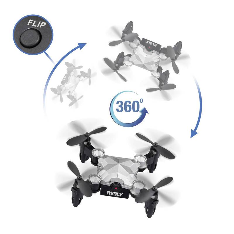 Reely Quadrocopter Drohne Mini Drone Kameraflug Suitcase Silber Schwarz Kamera - 4064161476353