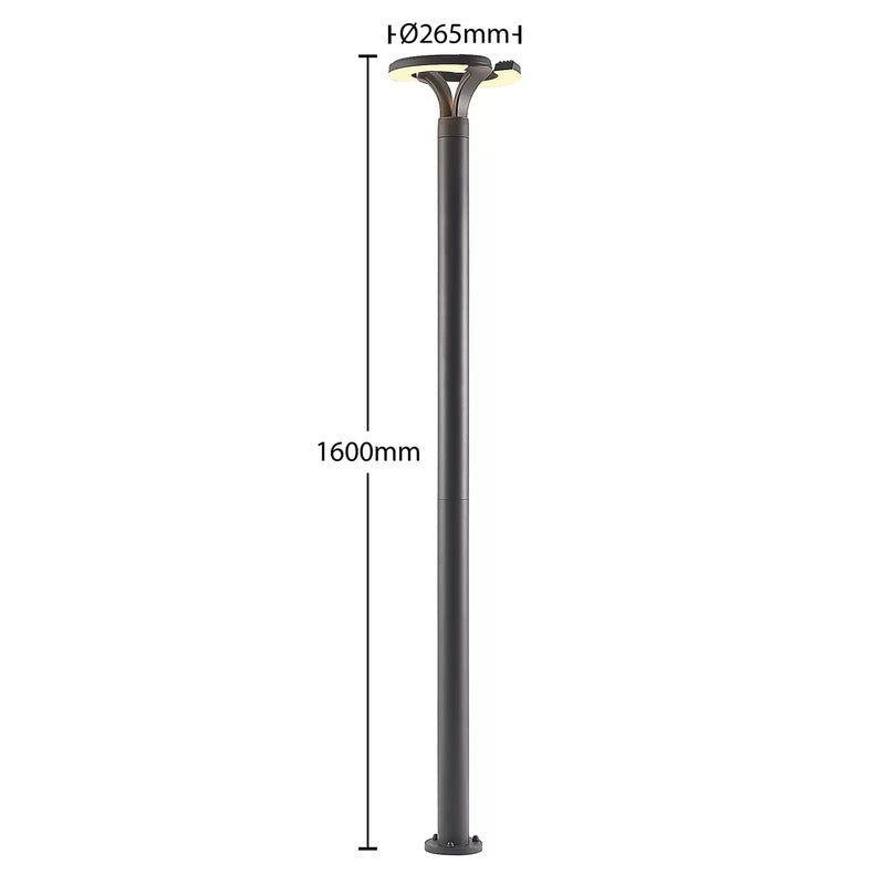 Lindby Außenleuchte Mastleuchte LED Kreis dunkelgrau Aluminium Kunststoff - 4251911734232