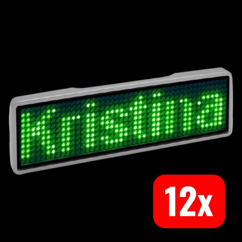 Sertronics LED-Namensschild Namensanzeige grün 44x11 Pixel Magnet Pin 125907 - 4251266759072