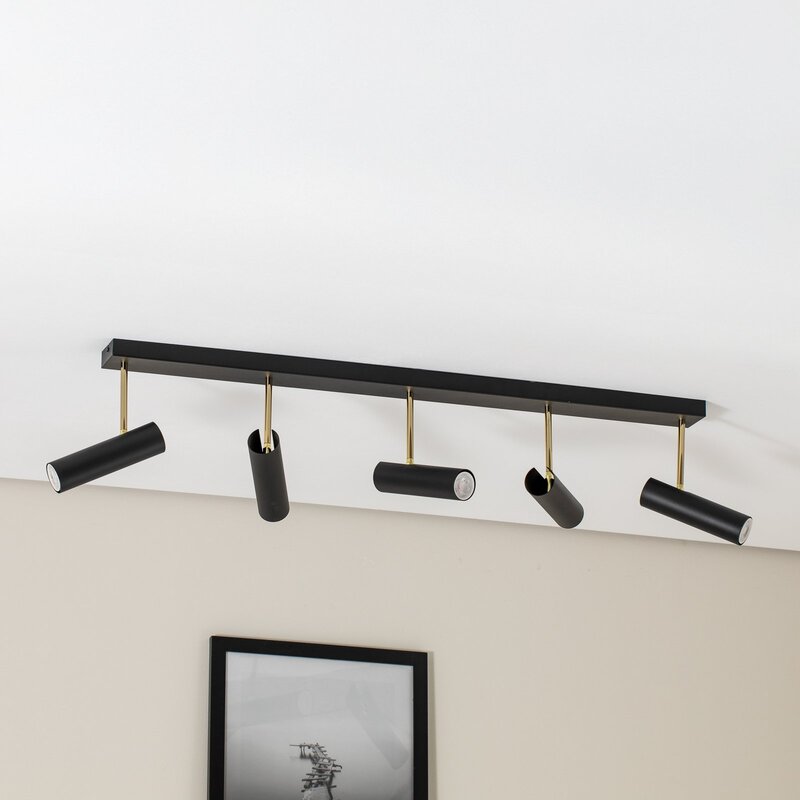 Luminex Deckenleuchte Lampe Axion Leuchte LED 5-flammig Stahl schwarz gold GU10 - 5907565943191