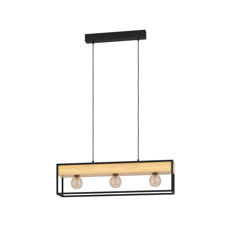 Eglo Hängelampe Hängeleuchte Libertad 1 LED Pendelleuchte dimmbar schwarz/holz - 9008606243501